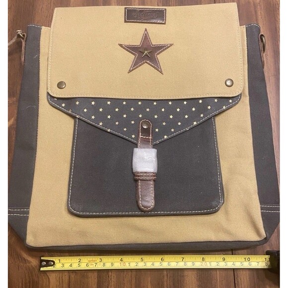 Sixtease Western Carina Shoulder Satchel Purse Leather Canvas Stars Western NWT - Picture 8 of 16